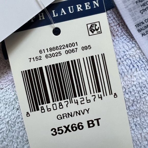 POLO RALPH LAUREN Hawaiian Polo Bear Beach Towel Navy Blue Green - Picture 12 of 12